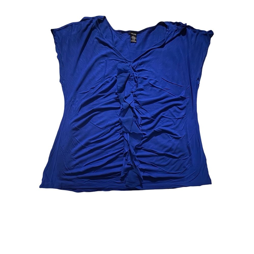 RAFFAELLO ROSSI Royal Blue Ruffle Blouse